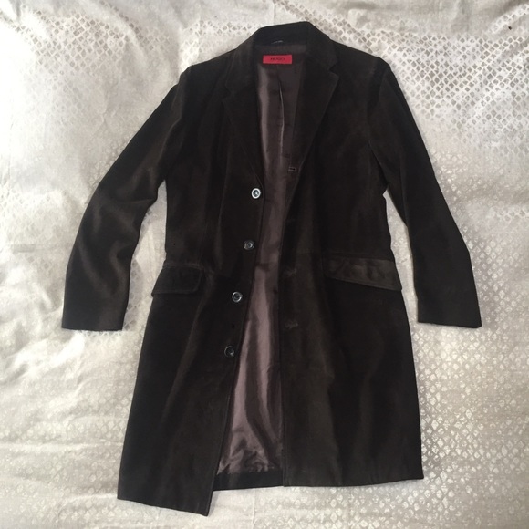 Mens Small HUGO BOSS Brown Suede Larian Coat - Picture 9 of 11